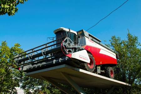Russian modern harvester combine - Rostselmash monument, established in Rostov - on - Don.