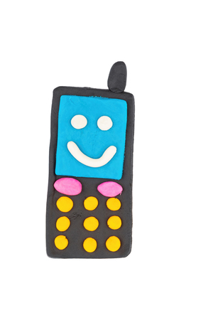 Phone from children bright plasticine - Stock Image macro.の写真素材