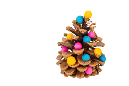 Pine cone and plasticine. Stock image macro.