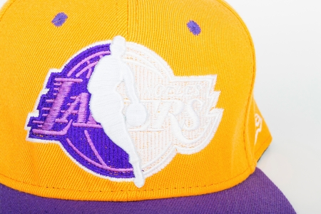Rostov - on - Don, Russia - September 30, 2015: NBA basketball club Los Angeles Lakers logo on the...