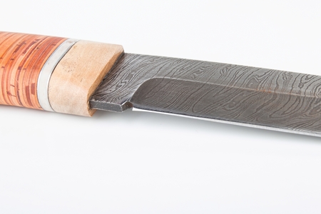 Hunting knife damask steel. Stock image macro.の写真素材