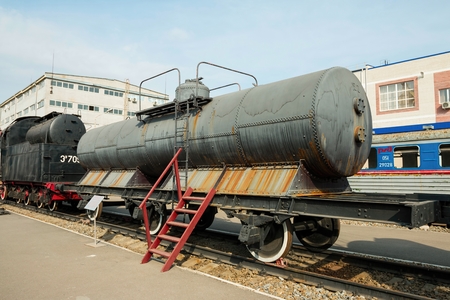 Rostov - on - Don, Russia - September 22, 2015: Old train in technical museum, established in Rostov...