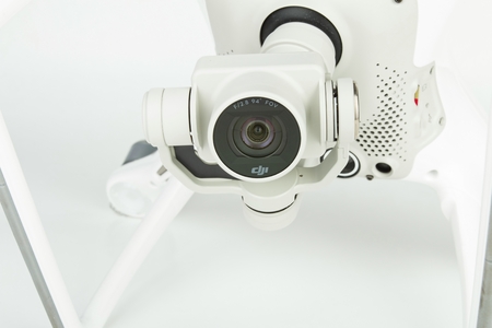 Rostov - on - Don, Russia - September 02, 2016: Detail of drone quadrocopter Dji Phantom 4 with 4K digital camera.のeditorial素材