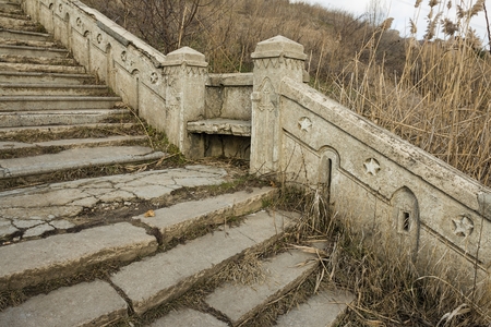 Beautiful old natural stone stairs. Stock image.の写真素材