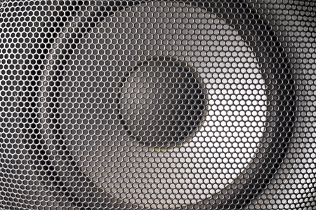 Audio equipment. Detail shot of some round speakers. Macro shot.の写真素材