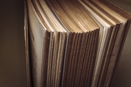 View of old book pages. Education and wisdom concept. Macro shot.の写真素材