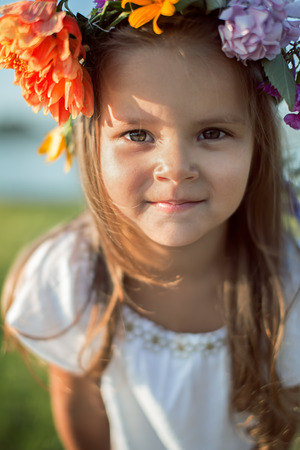closeup summer portrait of a cute  little girlの写真素材