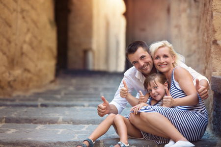 Family, vacation, tourism concept. Family portraitの写真素材