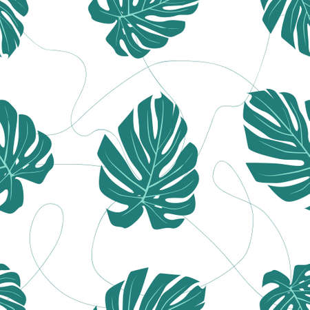 Vector seamless pattern of tropical monstera leavesのイラスト素材