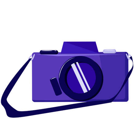 Vector blue modern camera isolated on a white background. Travel and leisure itemsのイラスト素材