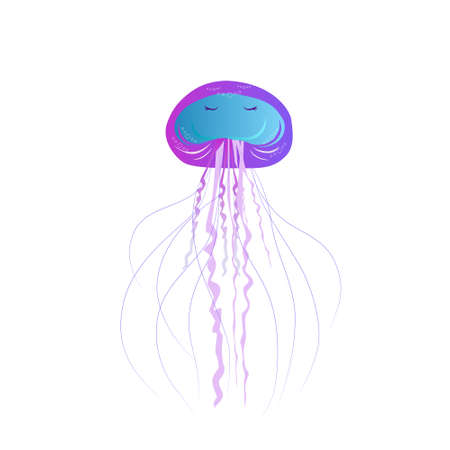 Gradient Magic royal jellyfish with closed eyes, isolated on a white background. Mysterious inhabitants of the underwater worldのイラスト素材