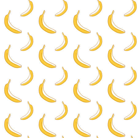 Seamless vector pattern of yellow bananas in the style of line art. Summer Fruit Collectionのイラスト素材