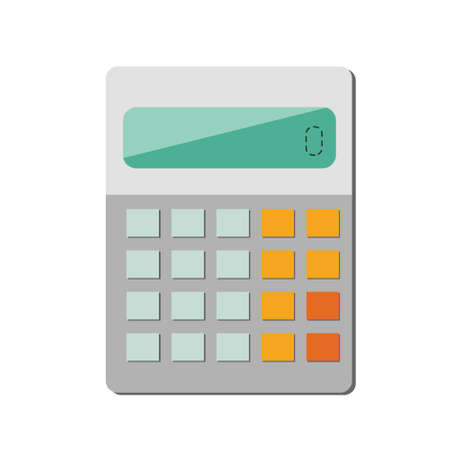 One gray calculator with orange buttons for school in cartoon style, isolated on a white backgroundのイラスト素材