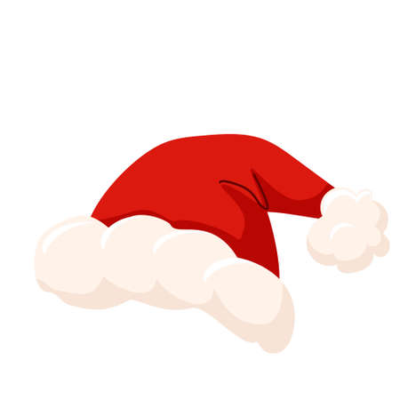 Santa Claus Red Hat for the holiday. Vector illustration in hand-drawn style, isolated on a white backgroundのイラスト素材