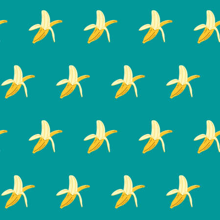 Seamless pattern of open bananas on a green background. healthy fruits. Vector illustration for decor, wrapping paper, printのイラスト素材