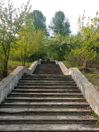 Photo in the park of the old stairs up. Ancient buildingsの写真素材