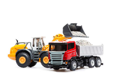 The heavy bulldozer and heavy truckの写真素材