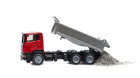 toy heavy truck isolated over white backgroundの写真素材