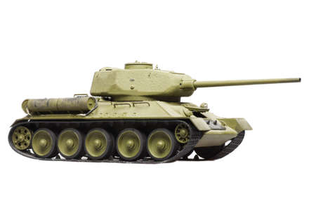 model of old soviet tank isolated on white background の写真素材