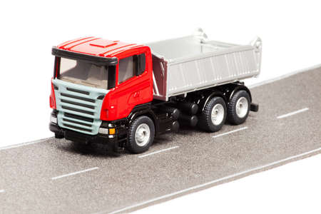 toy heavy truck isolated over white backgroundの写真素材