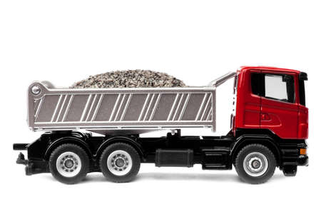 toy heavy truck isolated over white backgroundの写真素材