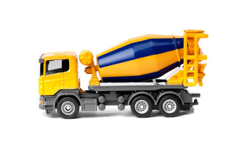 toy heavy truck concrete mixer isolated over white backgroundの写真素材