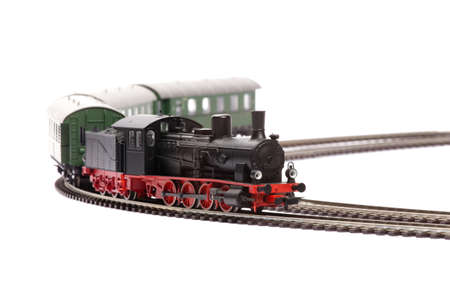 steam loco model isolated over white backgroundの写真素材