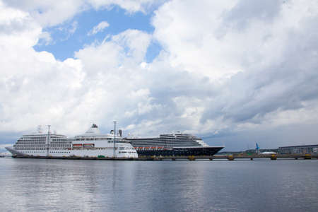 Tallinn, Estonia- JULY 10: Zuiderdam and Silver Sea cruise ships in port of Tallinn, Estonia.  July 10, 2016.のeditorial素材