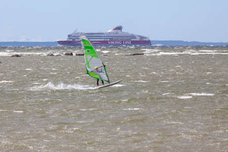 Tallinn, Estonia- JULY 10: Wind Surfing in Baltic Sea. Tallinn, Estonia.  July 10, 2016.のeditorial素材