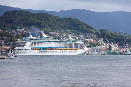 Nagasaki, Japan - SEPTEMBER 9: VOYAGER OF THE SEAS cruise ship in port of NAGASAKI, JAPAN.  September 9, 2015.のeditorial素材