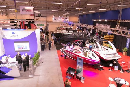 ESTONIA. TALLINN. MARCH 17-19, 2017: Tallinn Boat Show in Estonian Fairs Center.のeditorial素材