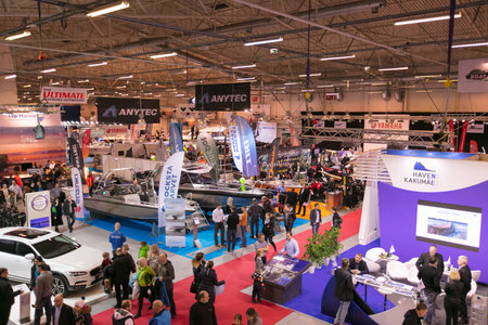ESTONIA. TALLINN. MARCH 17-19, 2017: Tallinn Boat Show in Estonian Fairs Center.のeditorial素材
