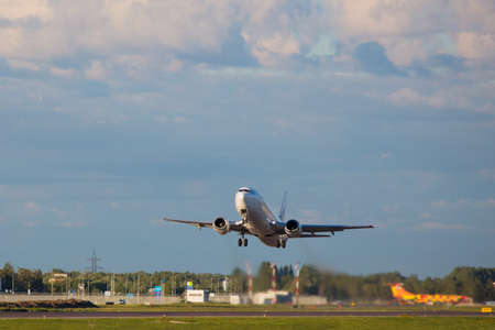 Tallinn, Estonia - July 5, 2017: Swift Air cargo plane takes off from Airport of Tallinnのeditorial素材