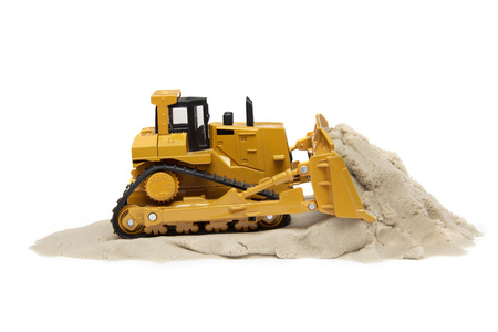 toy bulldozer isolated on white background
