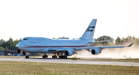 Tallinn, Estonia - MAY 31, 2018: Dubai Royal Air Wing Boeing 747-422. Crown Prince of Dubai in Tallinn Airportのeditorial素材