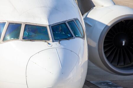 Nagasaki, Japan - December 19, 2015 All Nippon Airways (ANA) airplane in airport of Nagasaki (NGS),...