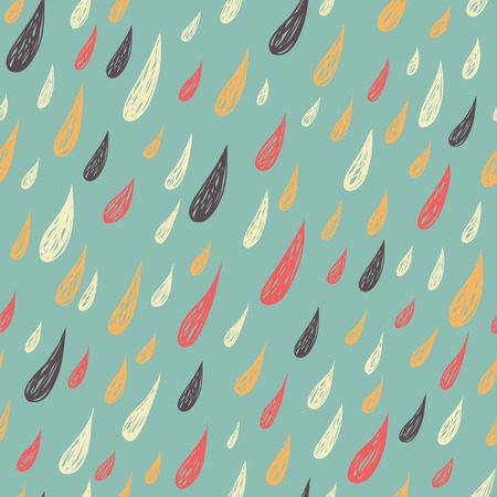 Cute seamless childish texture.  Rainy pattern. Endless ornamental pattern with drops on pa blue...