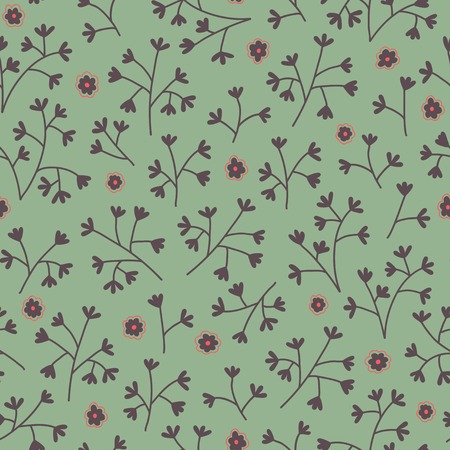 Seamless floral pattern with small flowers. Endless green background. Use for wallpaper, print, pattern fills, web page backgroundのイラスト素材