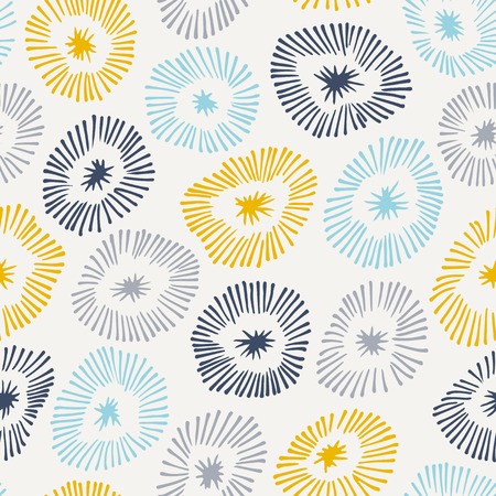 Vector seamless pattern with flowers on white.  Background with circle ornamental texture. Use for wallpaper, pattern fills, web page background.のイラスト素材