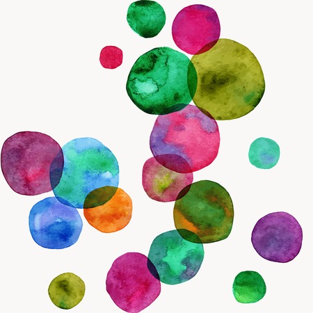 Vector round shapes seamless ornament. Bright watercolor bubbles. Hand painted illustration. Vector format.のイラスト素材