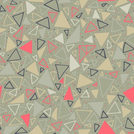 Geometric pattern. Seamless background with triangles and polka dots. Seamless background with triangles and polka dots. Endless olive background.のイラスト素材