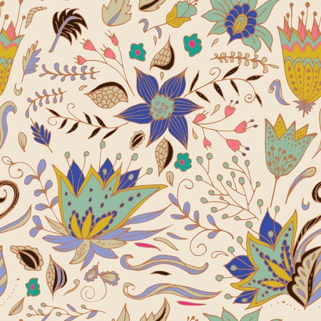 Abstract Elegance seamless floral pattern on a pastel background. Beautiful flower texture. Vector illustration. Seamless patterns are used in textile design, postcards, websites, wallpapers.のイラスト素材