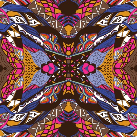 Traditional ornamental paisley bandanna. Hand drawn background with artistic pattern. Bright colors. Seamless pattern can be used for wallpaper, fills, backgroundのイラスト素材