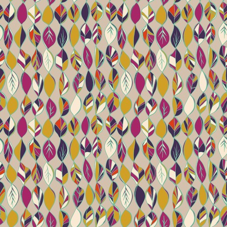 Seamless pattern with colored autumn leaves on a pastel background. Bright color. Autumn endless background, Used for wallpaper, pattern fills, surface textures.のイラスト素材