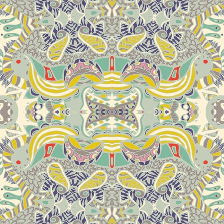 Traditional ornamental paisley bandanna. Hand drawn colorful aztec pattern with artistic pattern. Used for wallpaper, pattern fills, surface textures.のイラスト素材