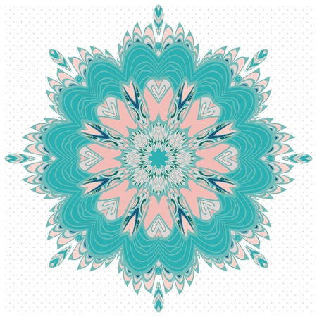 Ornamental round lace pattern, circle background with many details. Lacy arabesque designs isolated on a white background.のイラスト素材