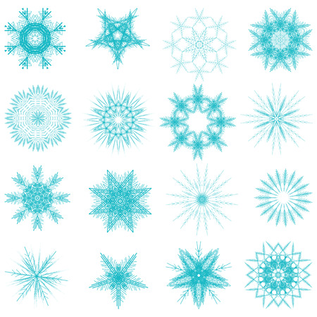 Snowflake set for winter design. Vector illustration Blue backdrop.のイラスト素材