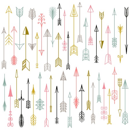 Vector hand drawn arrows collection.  Doodle arrows made by hand drawn. 