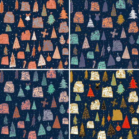 Set of Christmas pattern Vector illustration. Use for Greeting Scrapbooking, Congratulations, Invitations, for winter holidays designのイラスト素材