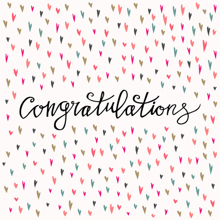 Congratulations calligraphy card. Hand written text. Congratulations inscription. Hand drawn lettering design. Typography for banner, poster or apparel designのイラスト素材